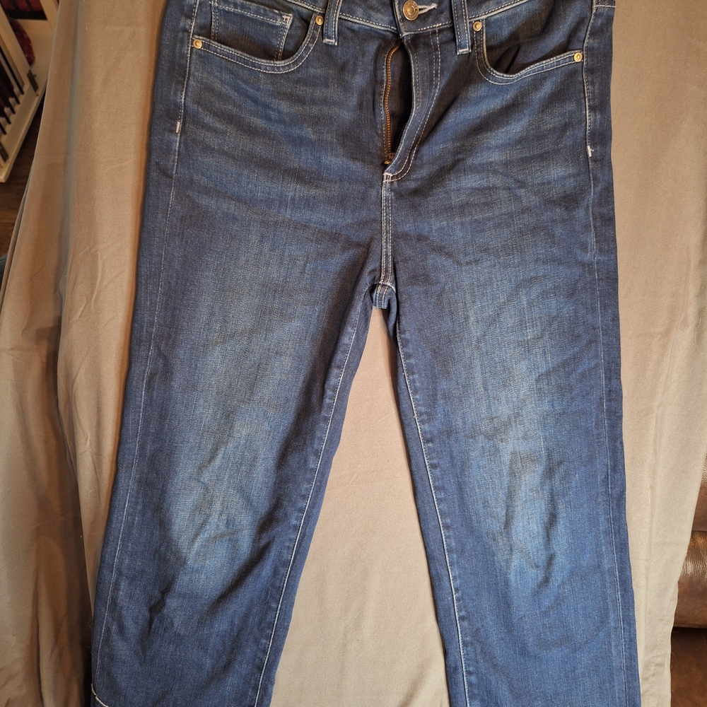 Chico's Straight Leg Crop Blue Jeans High Rise Sz 6